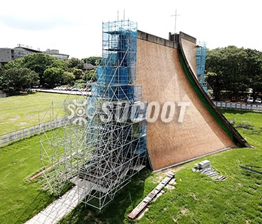 Taichung Tunghai University The Luce Chapel Restoration Project with φ48.6mm Facade Light Duty Scaffold by SUCOOT CO.